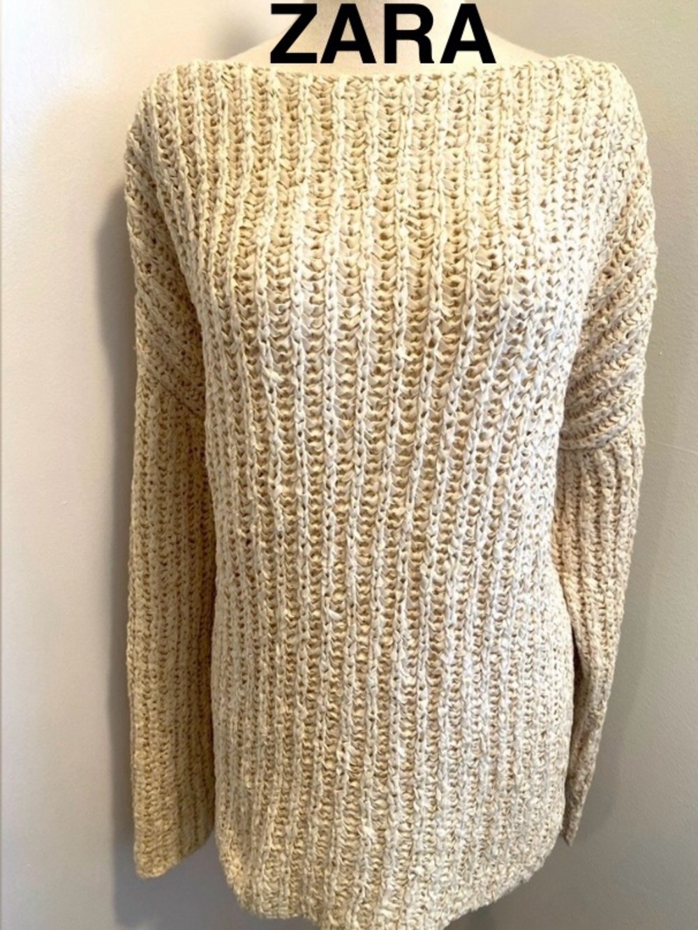 ZARA Cream Textured Knit Sweater - Size L - NEW